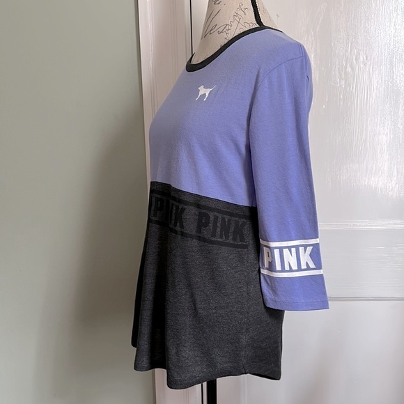 PINK Victoria’s Secret Lilac and Charcoal Raglan Sleeve Tee - Picture 5 of 11
